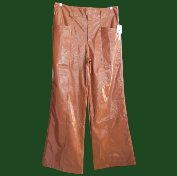 Free People Star Crossed Lovers Vegan / Faux Leather Pants Size - Picture 9 of 16